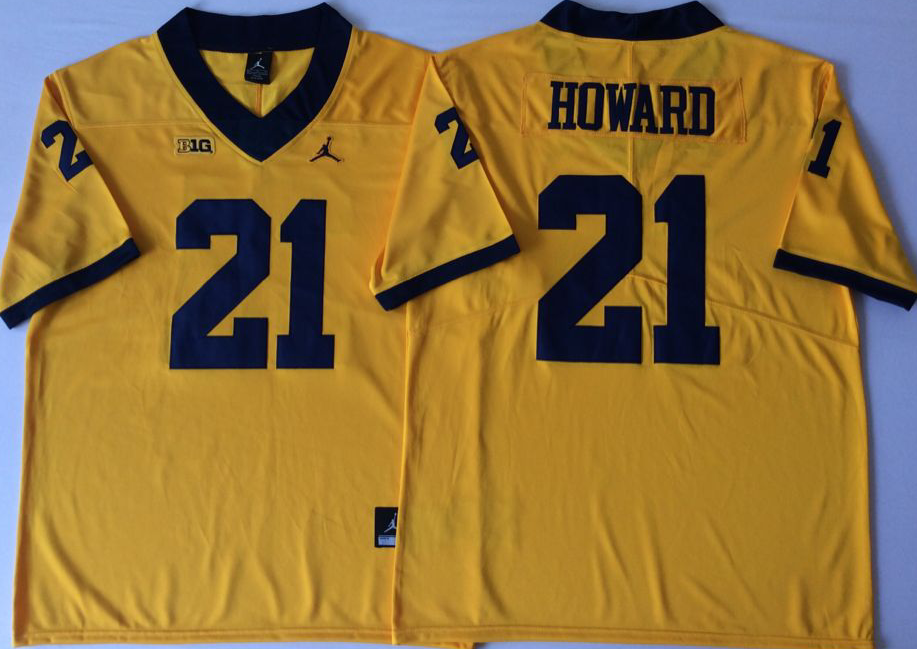 Men's Michigan Wolverines Desmond Howard #21 Yellow Alumni Jersey